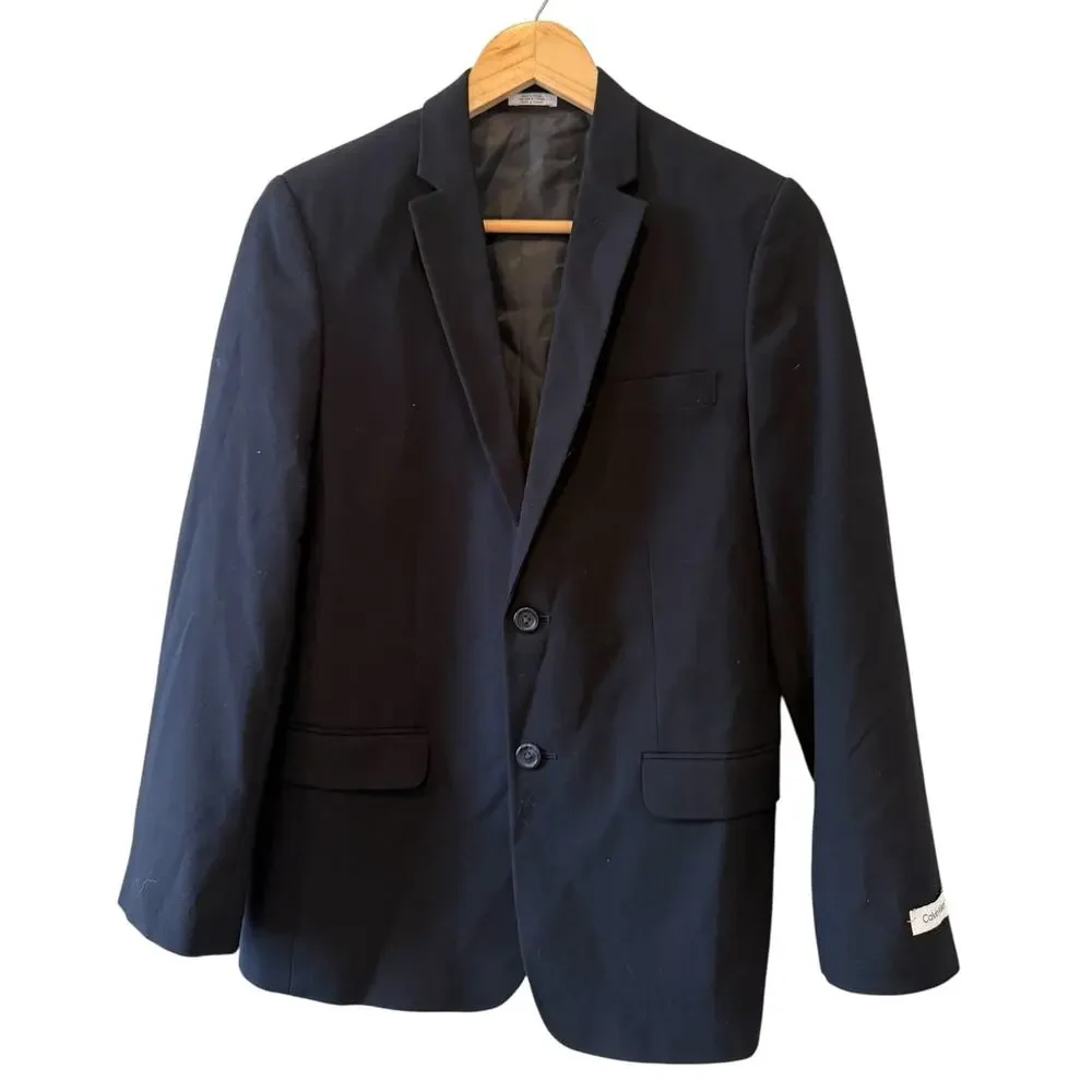 Calvin Klein Big Boys Slim Fit Suit Jacket Black 16